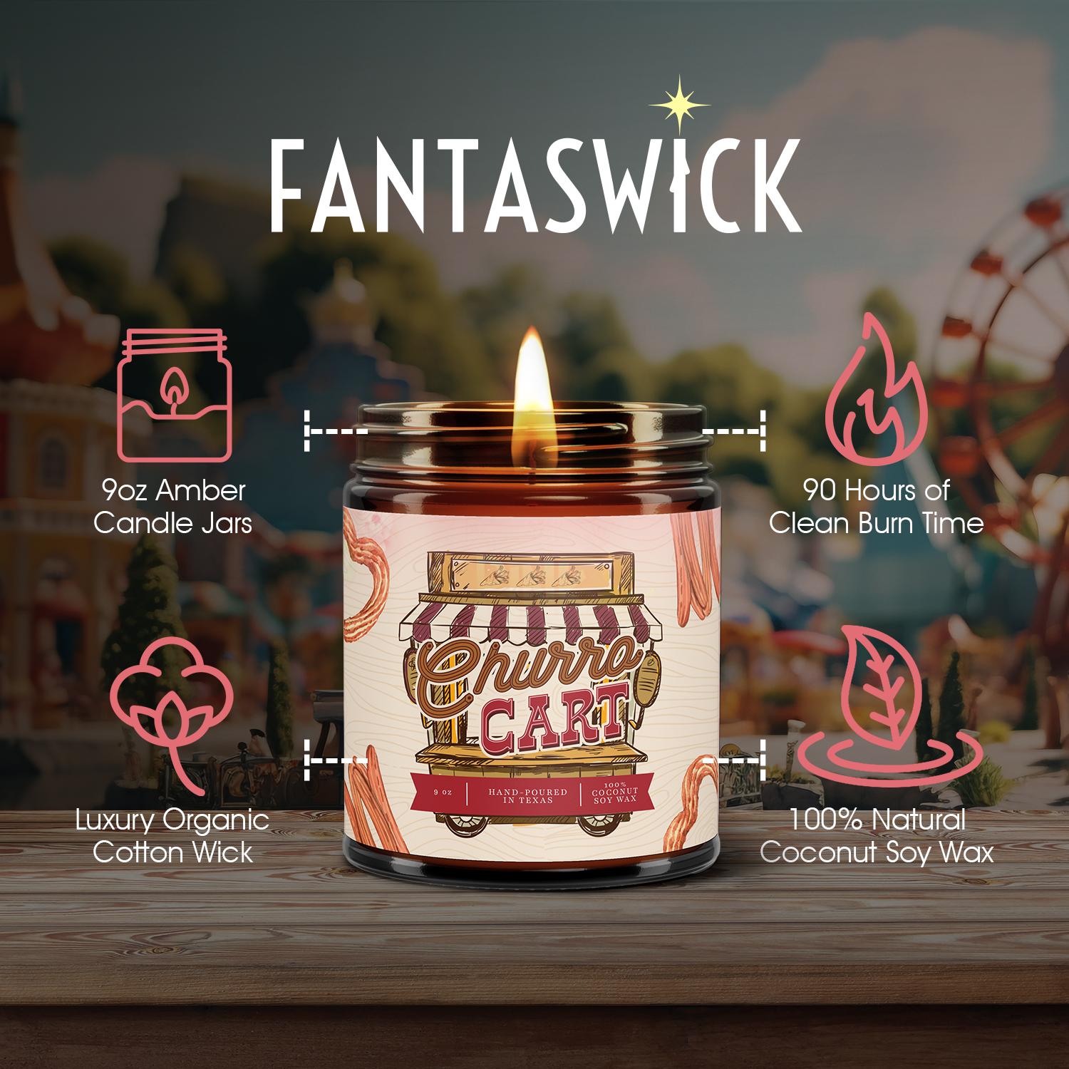 Churro Cart 9 oz Hand Poured Soy Candle